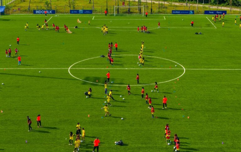 Drone view PSSI Training Center IKN AFC Women's Football Day 2026 140 siswi Nusantara
