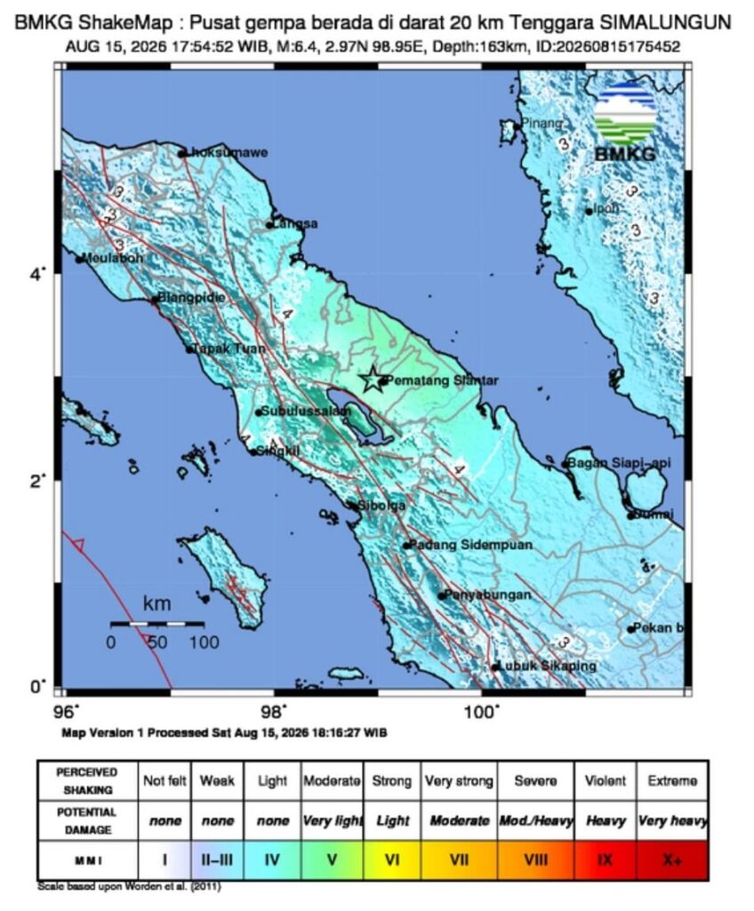 Gempa M 6,4 Guncang Simalungun Sumut, Getaran Kuat Terasa hingga Medan