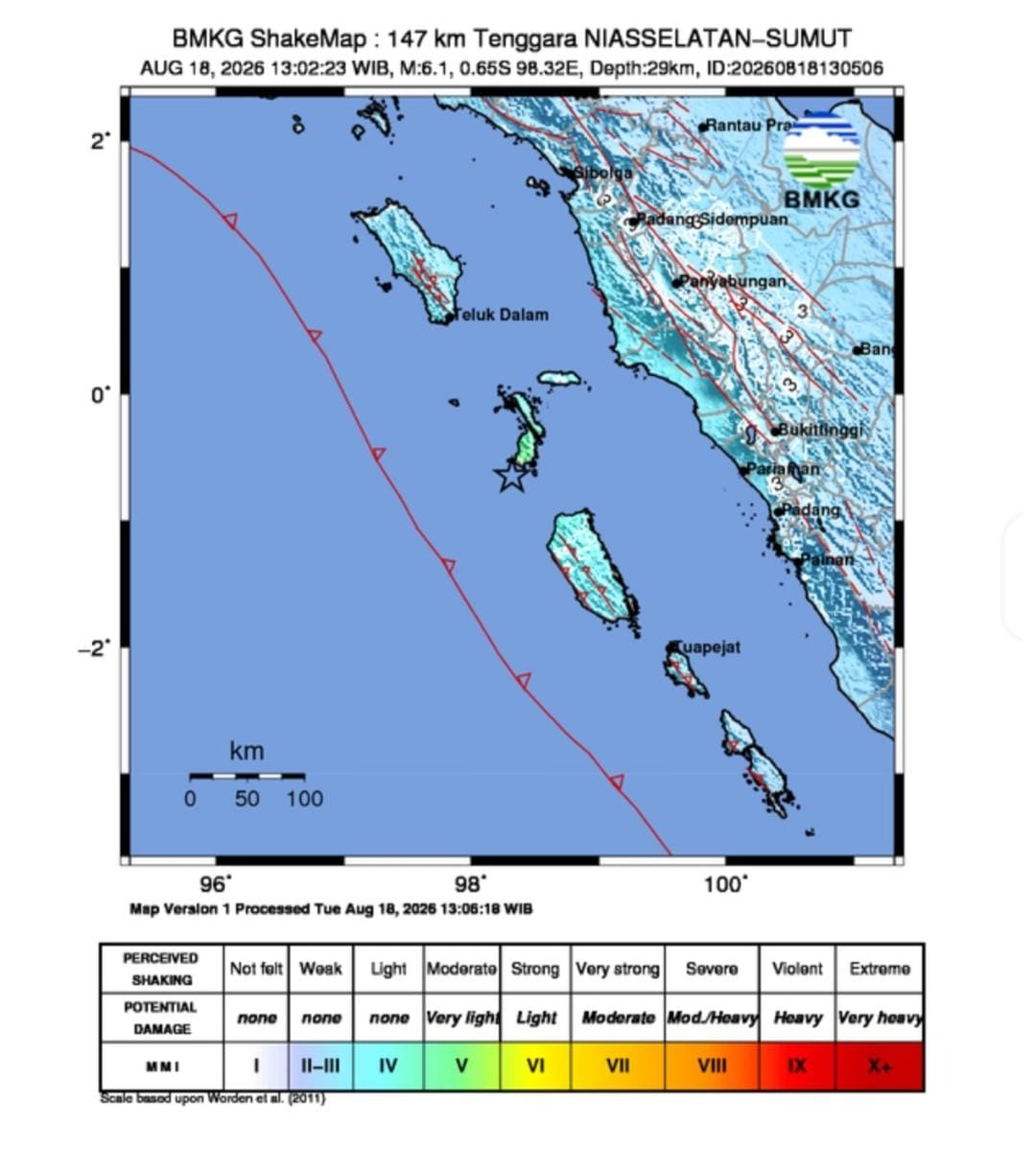 Gempa Magnitudo 6,1 Guncang Nias Selatan, BMKG Pastikan Tak Berpotensi Tsunami