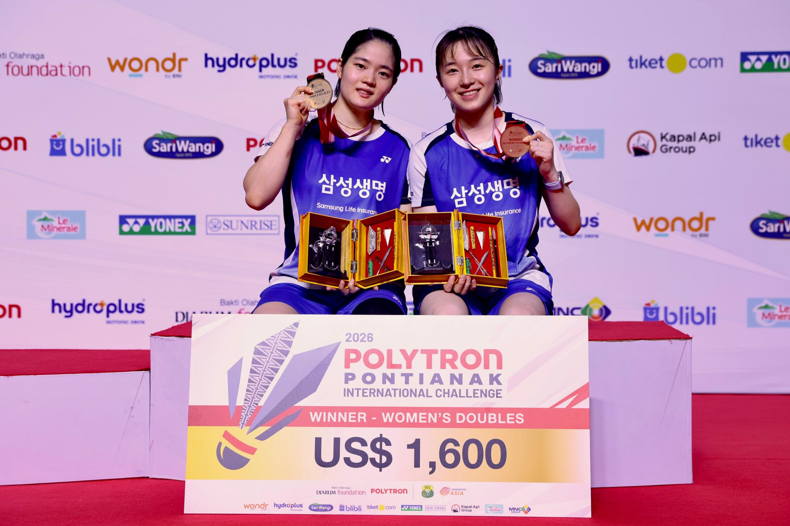 Kim dan Lee Asal Korea Berhasil Juara Utama Ganda Putri POLYTRON Pontianak International Challenge 2026