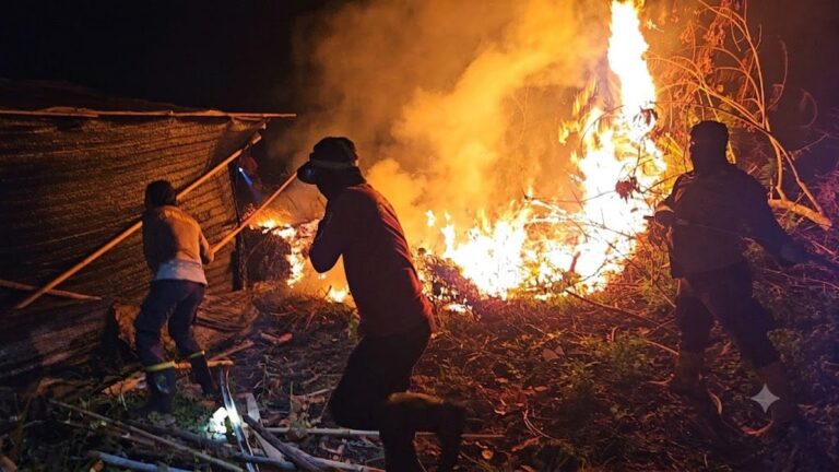 "Karhutla seluas 6 hektare melanda dekat Perumahan Seruat Mansion Desa Limbung Kubu Raya. Tim gabungan lakukan penyekatan dan pendinginan lahan."