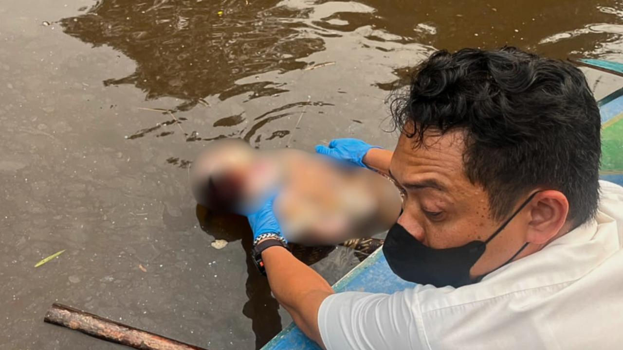 Polisi Uji DNA Ungkap Identitas Jasad Bayi Pakaian Dinosaurus di Sungai Kubu Raya