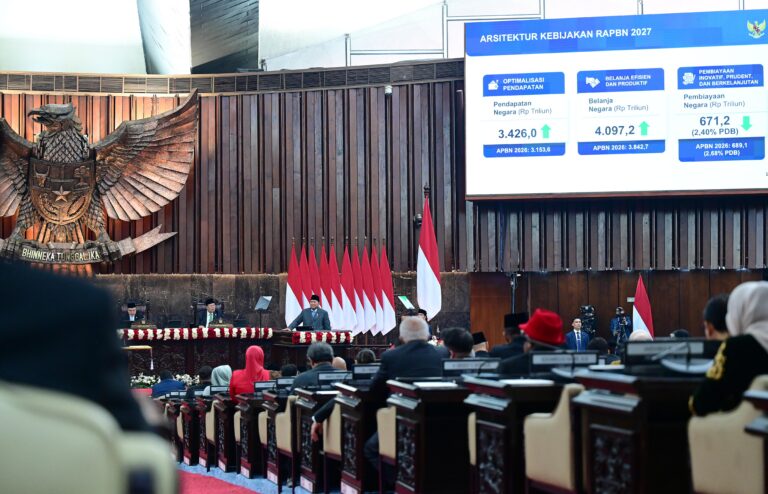 Suasana Sidang Tahunan MPR, DPR, and DPD di Kompleks Parlemen Senayan, Jakarta.