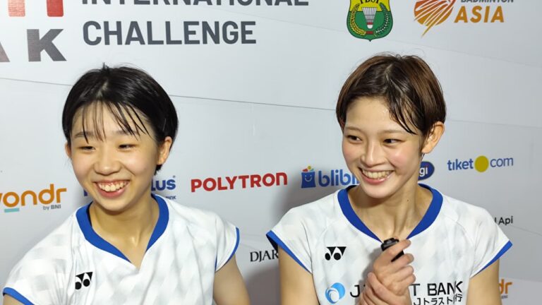"Ganda putri Jepang Kamata/Taguchi melaju ke semifinal Pontianak International Challenge 2026 usai tundukkan wakil Indonesia Salsabila/Sheila 21-13, 21-17."