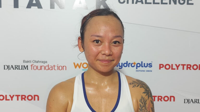 Pebulu tangkis tunggal putri asal Prancis Rosy Oktavia Pancasari usai melakoni laga babak 64 besar Pontianak International Challenge 2026. (Dok. Nusantara Post/Hendrawan)