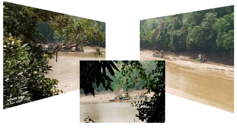 Mesin dompeng rakitan beroperasi menambang emas ilegal di sungai Nanga Tayap, Kabupaten Ketapang. (Dok. Ist)