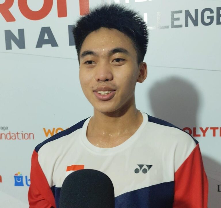"Tunggal putra Maharishiel Timotius Gain melaju ke babak 32 besar Polytron Pontianak International Challenge 2026 usai bekuk wakil Taiwan dua gim langsung."