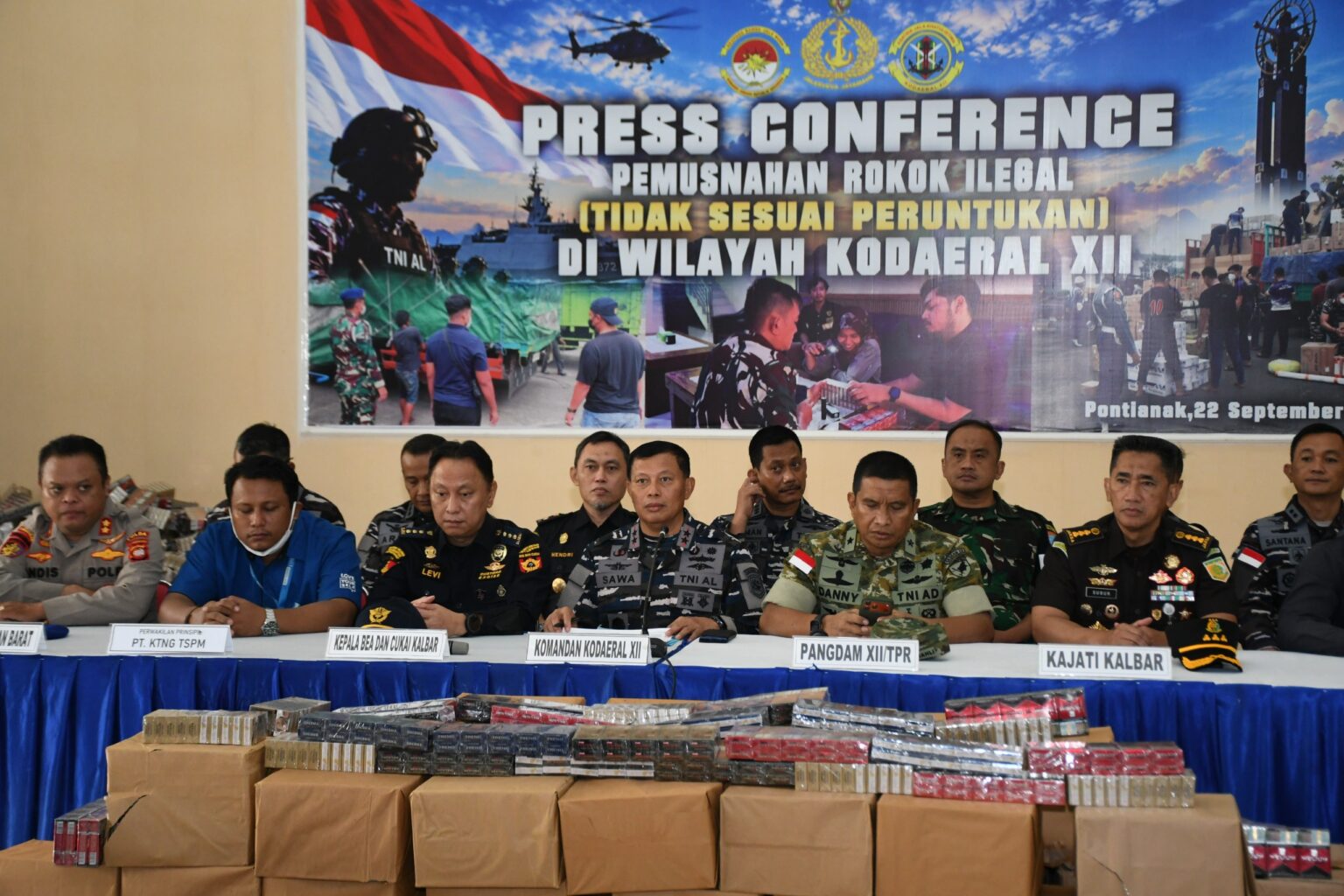 Kodaeral XII dan Bea Cukai Kalbar Musnahkan Sejuta Batang Rokok Ilegal Kiriman Jalur Laut Semarang