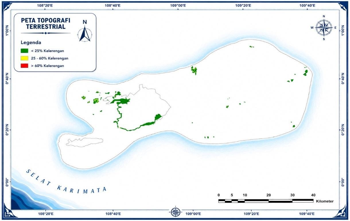 Peta topografi Pulau Karimata di dalam Cagar Alam Karimata