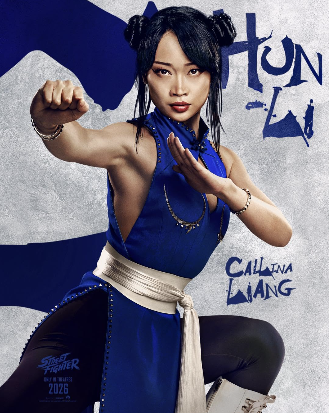 Poster karakter resmi Callina Liang sebagai Chun-Li dalam film Street Fighter yang tayang 2026.